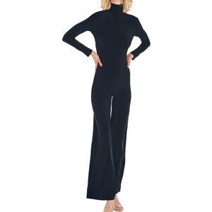 Norma Kamali Black Long Sleeve Turtle Jumpsuit, XXS